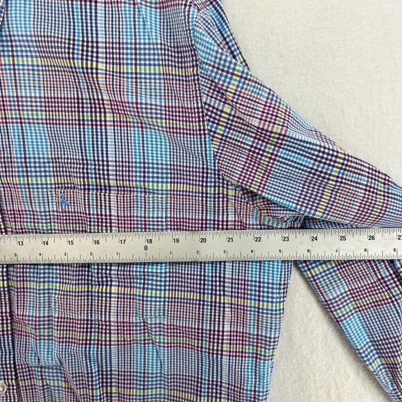 Tailorbyrd Button Down Shirt Men L Purple Blue Plaid Long Sleeve Collared Preppy - Picture 3 of 12